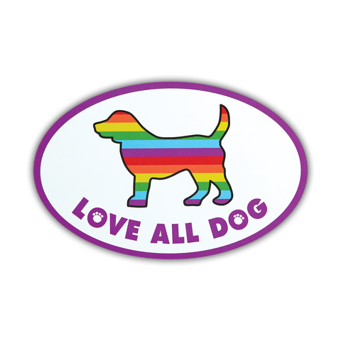 Oval Car Magnet - Love All Dog
