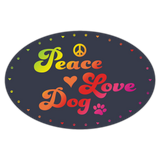 Oval Car Magnet - Peace Love Dog