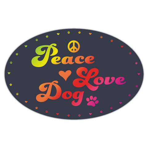 Oval Car Magnet - Peace Love Dog