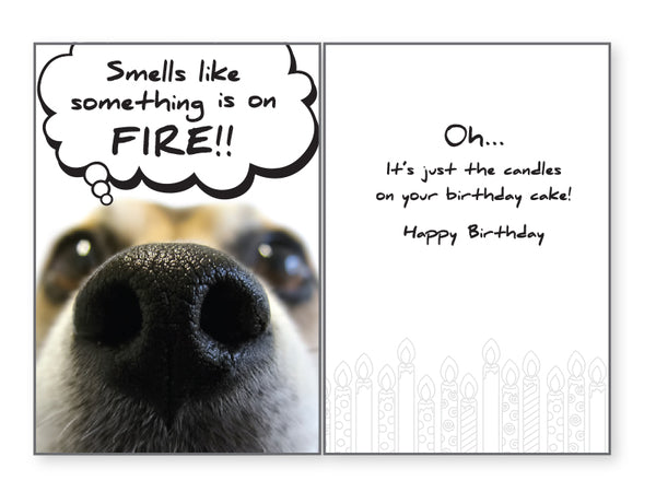 Birthday Card - Smells like something is on FIRE!!
