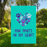 Garden Flag - Paw Prints on my Heart