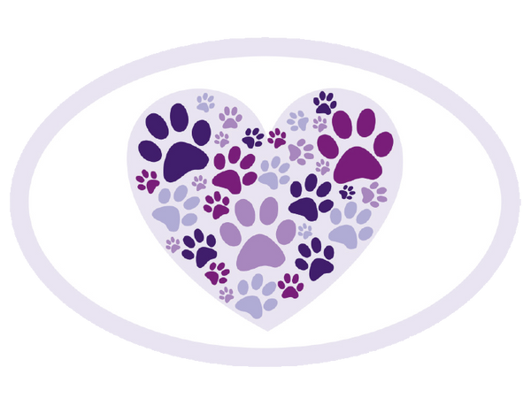 Oval Car Magnet - Heart with Paws